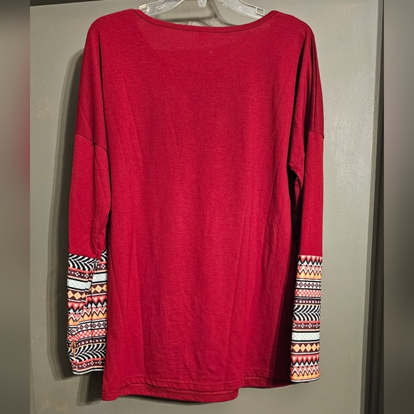 NWOT Boho Print Cuff Top size L - Picture 6 of 7